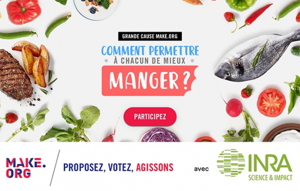 Visuel de la consultation organisée par make.org sur le mieux manger (mars 2019- mai 2019).